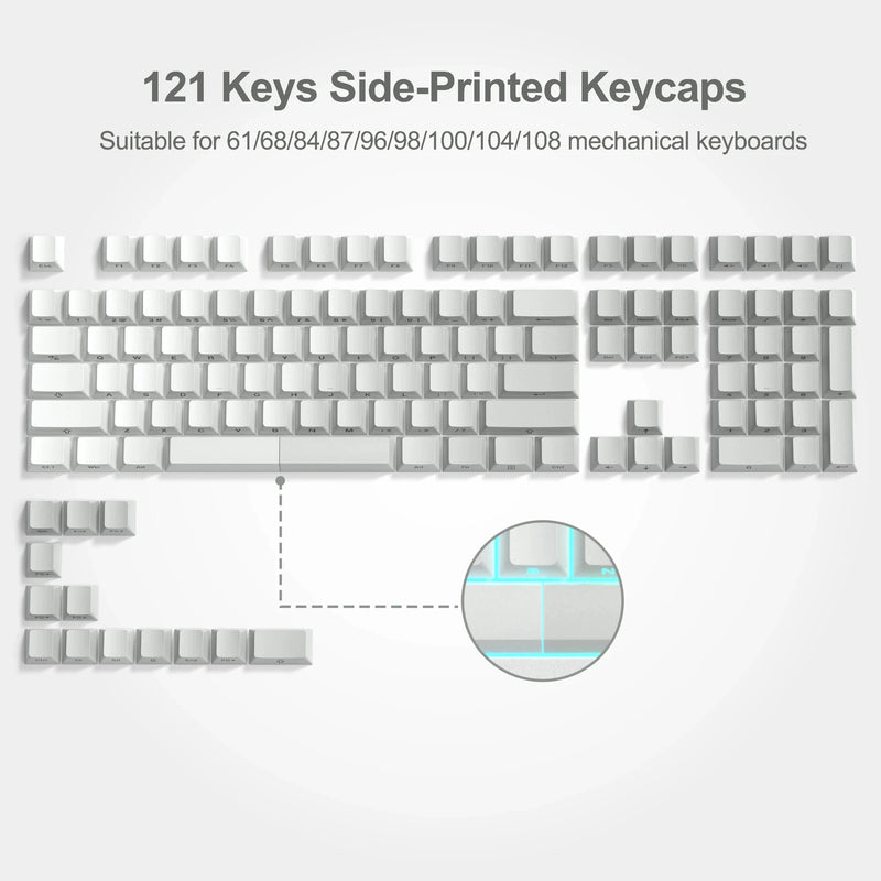 Gradient Purple Double Shot PBT Keycaps Cherry/OEM Profile 136 Keys Side Printed Keycaps for Gateron Cherry MX Switches Keyboard