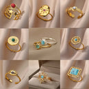 Stainless Steel Opal Stone Sun Rings For Women Men Star Wedding Couple Rings Aesthetic Finger Summer Jewelry Accessories Gift