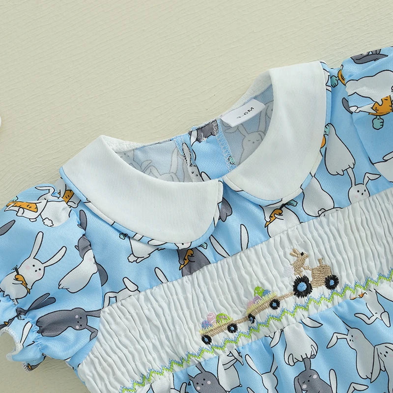 Toddler Girls Floral Print Ruffle Sleeve Rompers Easter Outfit Bunny Ear Headband Set Summer Jumpsuits Playsuits