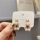 Bear Earrings for Women Girls 2023 Fashion Korea Silver Needle Autumn and Winter Earrings Cute Flocking Rabbit Ear Studs Jewelry