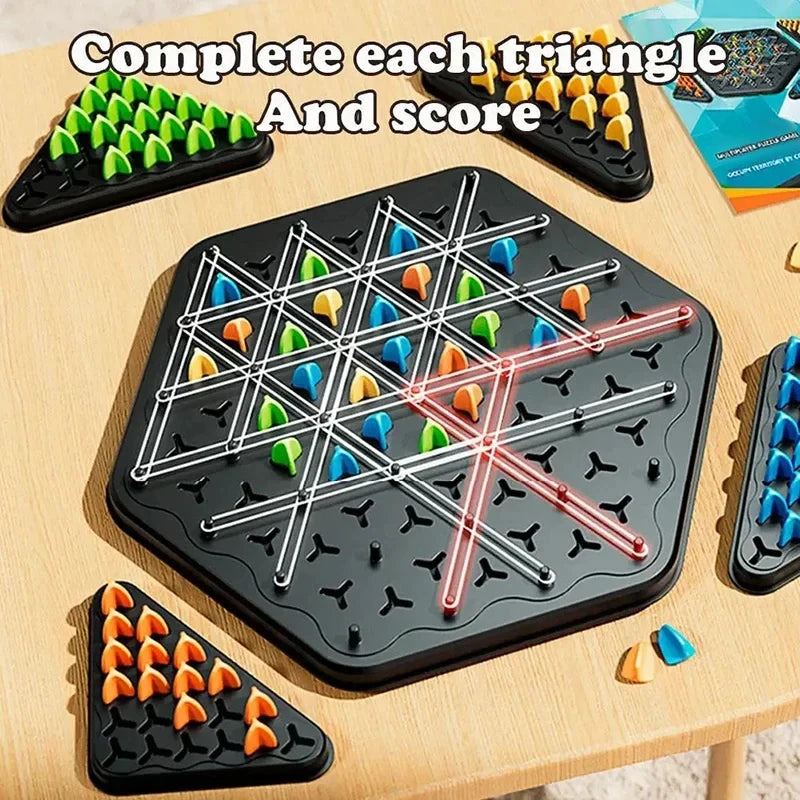 Chain Triangle Chess Game Board Game Rubber Band Geometry Puzzle Party Battle Set for Family Multiplayer Logical Thinking