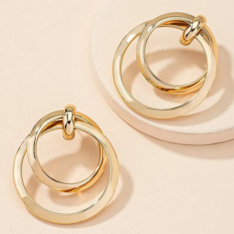 Gold Color Twisted Big Hoop Earrings For Women Night Club Party Girls Drop Earrings Geometric Statement Earrings