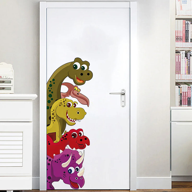 Funny Probe Dinosaur Room Decor Wall Decals Behind The Door Stickers Kids Bedroom Living Room Children Nursery Mural Wall Art