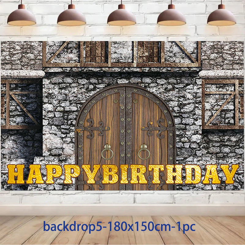 Middle Ages Armored Knight Theme Children's Birthday Party Decoration Supplies Disposable Backdrop Plate Banner Baby Shower Gift