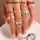 Neue koreanische bunte böhmische kleine Blumenringe Sets handgefertigte Perlen-Fingerringe für Frauen Mädchen Sommer Strand Schmuck Geschenke
