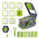 22 in 1 Vegetable Chopper with Stainless Steel Blade Adjustable Slicer And Cutter with Drain Rack Storage Container Kitchen Tool