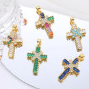 Juya DIY Luxury 18K Real Gold Plated Catholic Christian Cross Charms For Handmade Religious Talisman Pendant Jewelry Making
