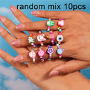 Neue koreanische bunte böhmische kleine Blumenringe Sets handgefertigte Perlen-Fingerringe für Frauen Mädchen Sommer Strand Schmuck Geschenke