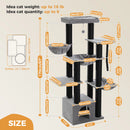 Multi-Level Cat Tree with Scratching Posts, Cozy Condo, Super Large Perch, Deep Hammocks, Tall Cat Tower for Indoor Adult Cats