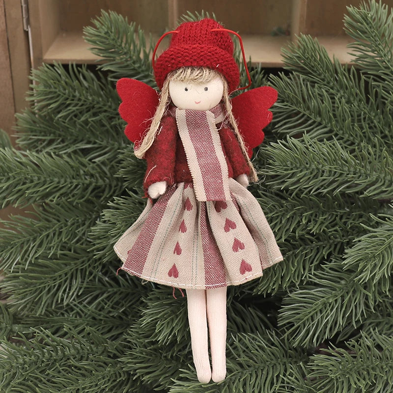 Plush Angel Doll Christmas Tree Pendant Decor Reindeer Snowman Santa Claus Doll New Year Kids Gift Christma Home Decor Navidad