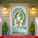 Easter Door Cover Decoration Plush Rabbit Wreath Easter Egg Coloured Ribbon Background Indoor Outdoor Porch Banner Party Supply