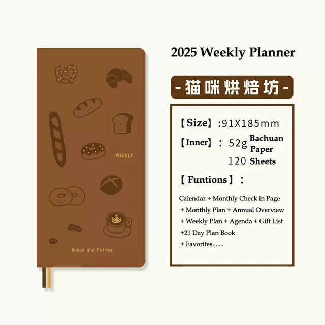 Kinbor 2025 Weekly Planner Week Daily Agenda Journal Notebook Hard Cover Calendar Monthly Schedule To Do List Time Organizer