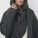 Winter Balaclava Hat Scarf for Women Warm Knitted Hooded Caps Outdoor Warm One-Piece Neck Collar Beanies Hats for Girls