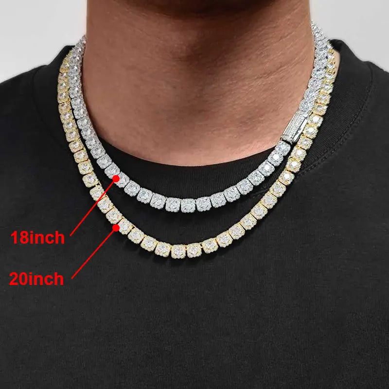 Clustered Diamond Tennis Chain Miami Cuban Link Chain for Women 7MM Iced Out CZ Cuban Necklace Hip Hop Jewelry Gifts