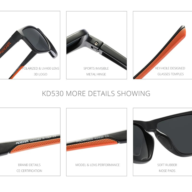 KDEAM High End Polarized Sports Sunglasses with Ultra-light Design Outdoor Square Photochromic Fishing Glasses for Men and Women