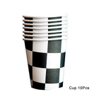 Black white racing tablecloth checkered flags racing car table cover plates cups race Track racing birthday party decor supplies