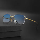 New Rimless Metal Frame Gradient Men's Sunglasses Punk Luxury Women's Eyewear Small Rectangle Sun Glasses for UV400 Driving