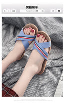 Mntrerm New style slippers Summer home men and women Summer linen lovers Home thick soled anti-skid indoor sandals Female summer