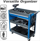 AIRAJ Heavy Duty 3-Tier Rolling Tool Cart with Drawers & Pegboard