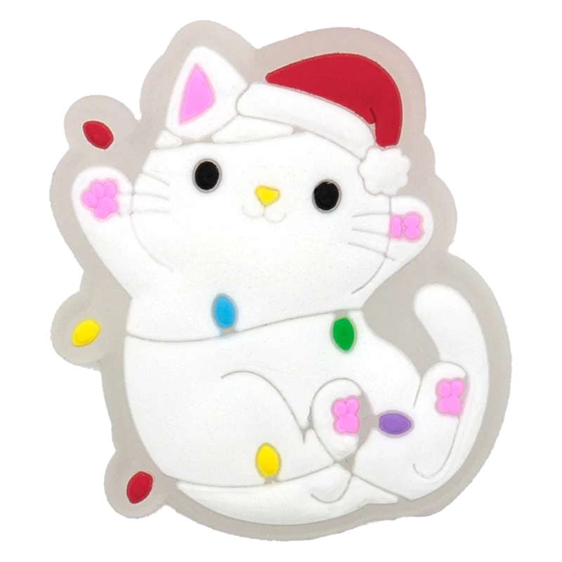 1-5PCS New Christmas LED Shoe Charms,Cute Santa Claus Cat & Dog Pin Accessories for Sandals,Shoe Clogs Buckle Christmas Gifts