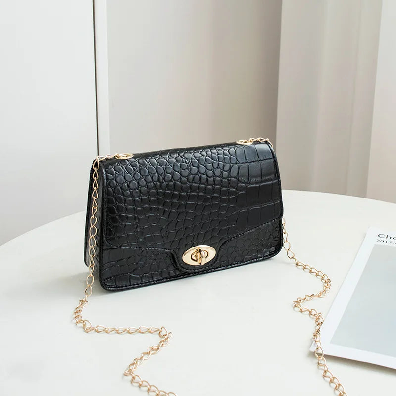 New Casual Chain Crossbody Bags For Women Luxury Simple Shoulder Bag Ladies Designer Handbags PU Leather Messenger Bags