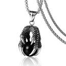 Klassische dominierende Drachenklaue Edelstahl Halskette für Männer Punk Rot Schwarz Kristallkugel Anhänger Halskette Modeschmuck