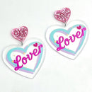 New Valentine's Day Earrings Love Letter Shiny Pink Butterfly Love Tape Simple Acrylic Earrings Valentine's Day Decorative Gift