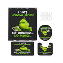 2024 New Christmas Snowman Print Toilet Bathroom Mat And Shower Curtain Four-Piece Set Bathroom Ornaments Fun Decorative