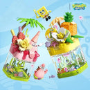 SpongeBob SquarePants Series Building Blocks Hamburger Car Patrick Star Dessert Ice Cream Car Model Bricks Kids DIY Toys Gifts