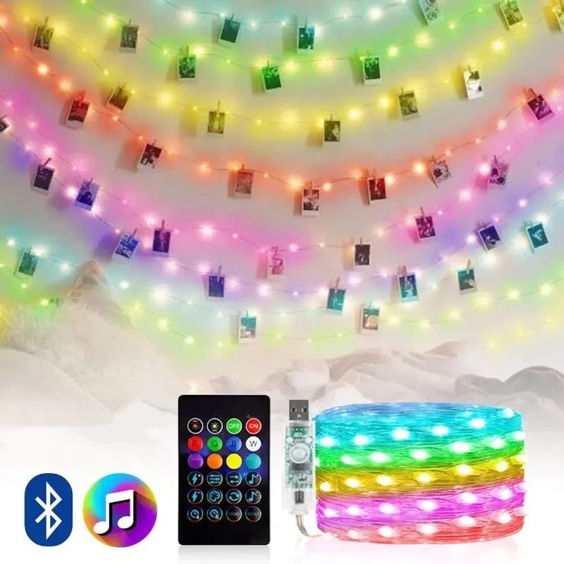 USB Christmas Lights Decoration New Year Garland Led Fairy String Holiday Lighting for Home Outdoor Bluetooth Smart Festoon DIY