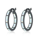 CiNily White Fire Opal Hoop Earrings With Stone Silver Plated Small Round Circle Chic Summer Punk Jewelry Best Gifts for Woman