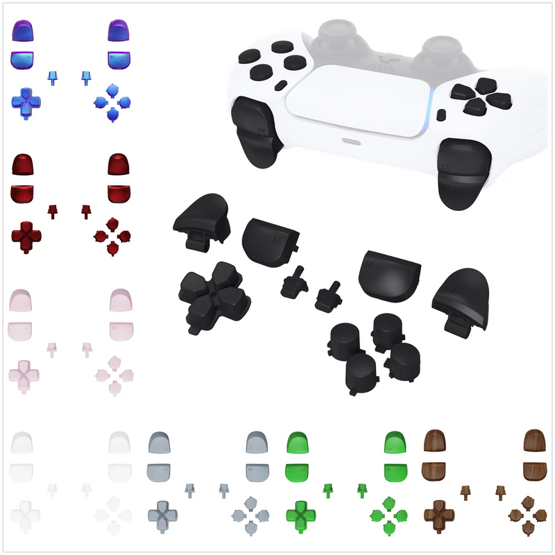 eXtremeRate D-pad R1 L1 R2 L2 Triggers Share Options Face Buttons, Full Set Buttons Compatible with ps5 Controller BDM-010 & 020