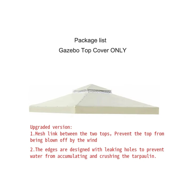 3x3m Canopy Replacement Top Canopy Cover Replacement 118"x118" Double Tiered Gazebo Covers for Yard Patio Garden Canopy Sunshade