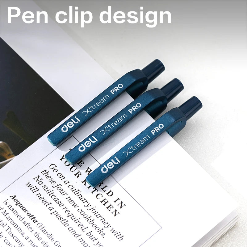 Deli Smooth Ballpoint Pen Low Viscosity Ink Refill Signing 0.7mm Black Blue Office School Writing Tool Stationery Ball Pen 12pcs