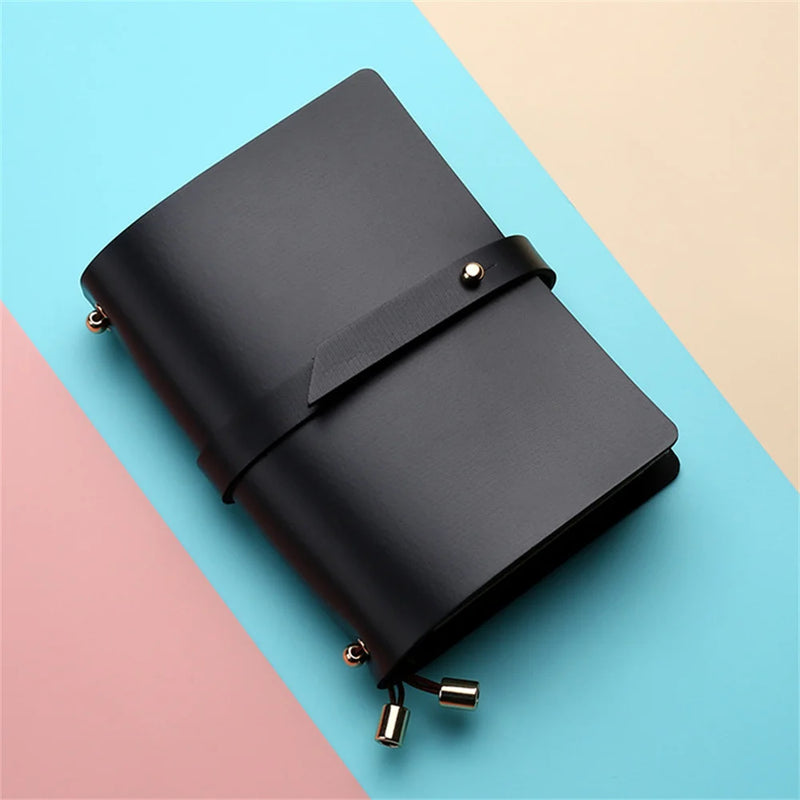 Soft PU Leather A5 Notebook Passport Style Solid Color Creative Fresh Loose-Leaf Notepad Student Stationery Diary Book 135x105mm