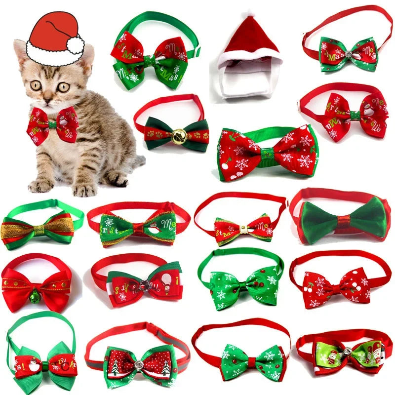 Dog Bell Bow Tie Cat Collar Christmas Hat Scarf Christmas Fleece Set Halloween Pet Costume Pet Accessories