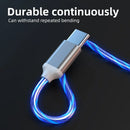 3-in-1 leuchtendes LED-Licht 3A Schnelllade-Micro-USB-Typ-C-Kabel für iPhone Samsung Xiaomi Redmi Telefon-Ladegerät USB-Kabel