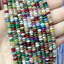 Natural Agates Tiger Eye Chalcedony Jades Stone Round Rondelle Spacer Beads For Jewelry Making Diy Bracelet Accessories 2X4mm