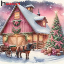 Huacan New Arrivals Diamond Mosaic Christmas House Tree 5D Full Drill Diamond Painting Art Winter Landscape Rhinestone Pictures