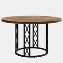 Tribesigns Round Dining Table for 4 People, 47" Modern Kitchen Table with Wood Grain Surface & Metal Base, Rustic Round Table