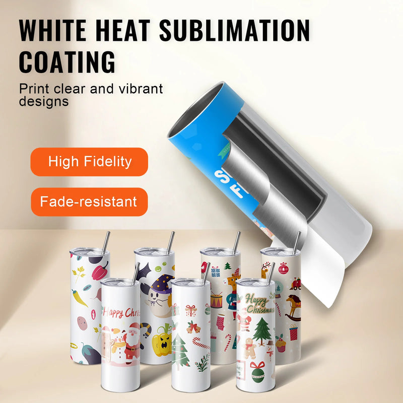SucceBuy 8/12/14/16/24/50PC Straight Sublimation Tumblers Blank Tumbler Bulk Stainless Steel Double Tumbler Cups Heat Transfer