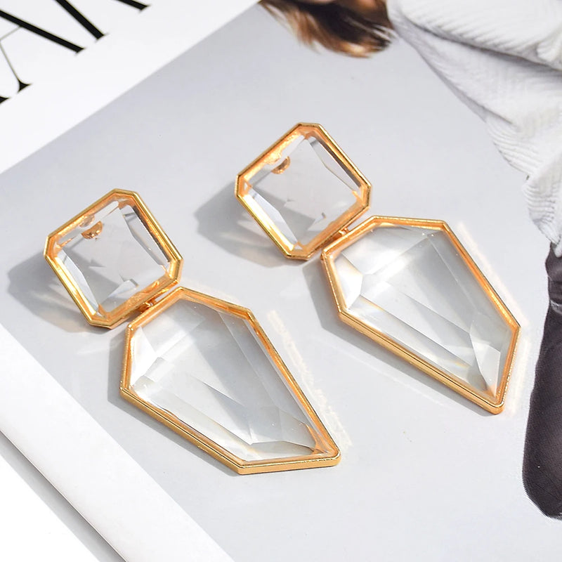 Wholesale High-Quality Clear Pure Resin Drop Earrings Statement Hot Selling Metal Fashion Jewelry Accessories For Women