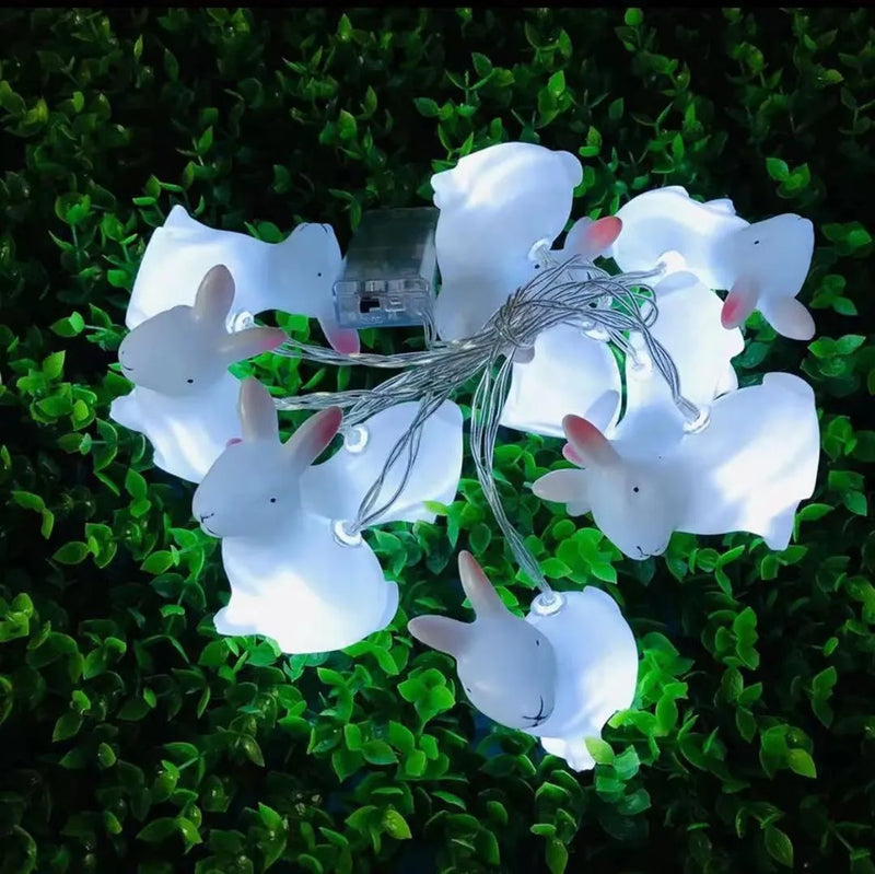 Easter Bunny String Lights Rabbit Shaped Fairy Lights Battery Operated Home Party Decor Night Lamp Bedroom Outdoor Decoration