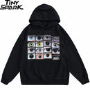 2025 Men Hip Hop Streetwear Hoodie Sweatshirt Eyes Print Harajuku Pullover Autumn Cotton Casual Hooded Hoodie Black Sweat Shirt
