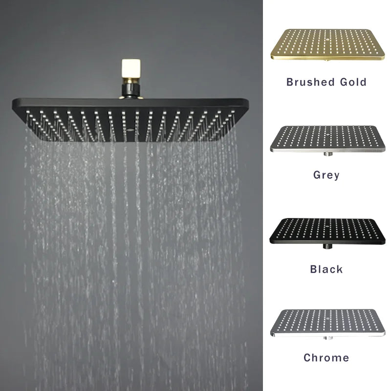 High Quality Large Flow Rainfall Shower Head Rainfall Shower Faucet ABS Bathroom Shower Head Accessories Black Brushed Gold Grey