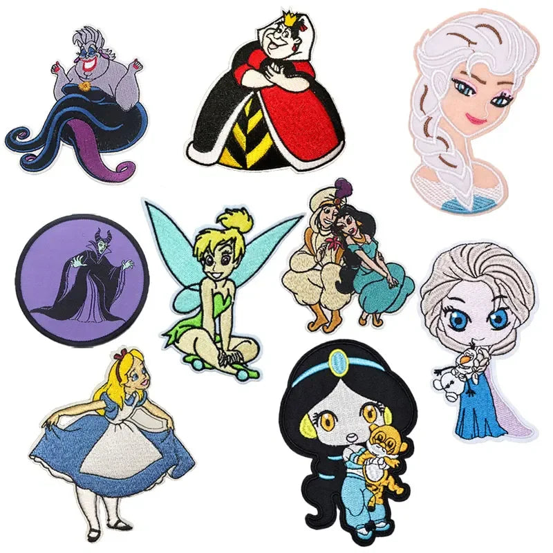 Mermaid Mulan Princess Patch for Children Embroidery for DIY Iron Clothing on Patch on Bag for Clothes Accessories Custom Patch