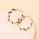 Random Colorful Crystal Hoop Earrings for Women New Fashion Big Round Circle Statement Earrings Wedding Party Bohemian  Jewelry