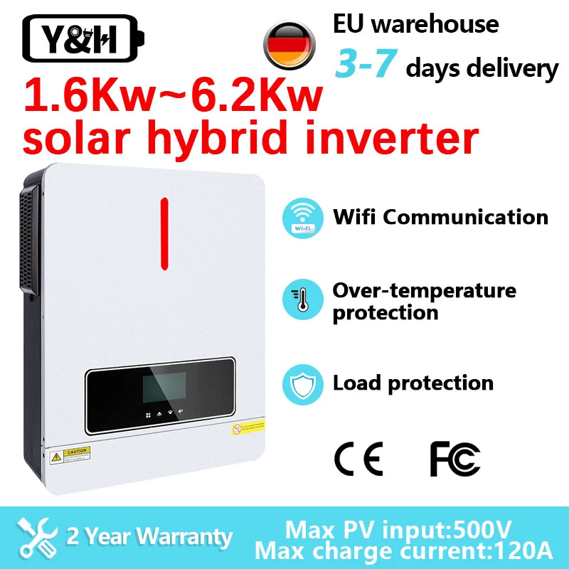 6Kw 4Kw Mppt Inverter 5kw 48V 24V Solar Hybrid Inverter 3Kw 2Kw 1Kw 220V Full Sine Solar Power Inverter Max 120A