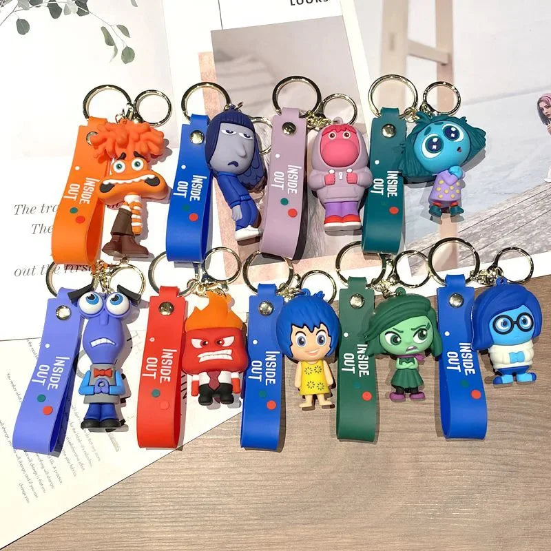 New Inside Out 2 Keychain Figure Toy Joy Sadness Anger Disgust Fear Doll Anime Bag Keyring Toy Christmas Gifts