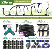 Black 20cm Bendable Brass Nozzle DIY Mist Spray Kit for Garden Courtyard Plants Automatic Atomizing Cooling System 3/8" Hose